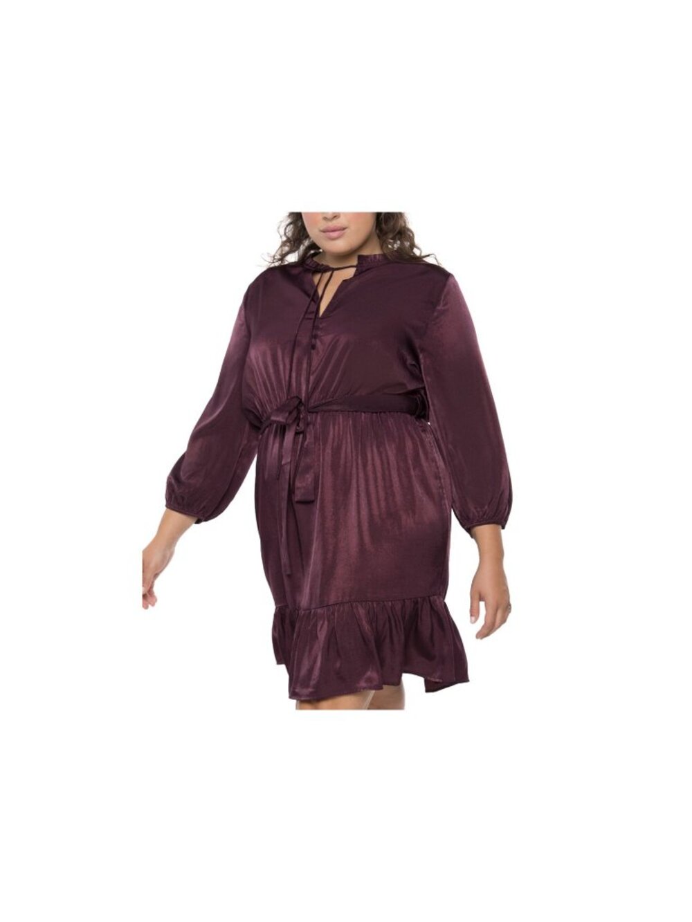 Black Tape Womens Activewear Tie Blouson Sleeve Split Above Knee Cocktail Dress
